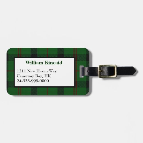 Green Clan Kincaid Plaid Luggage Tag