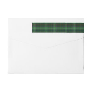 Green Clan Tartan with Thistle Return Address Wrap Around Label