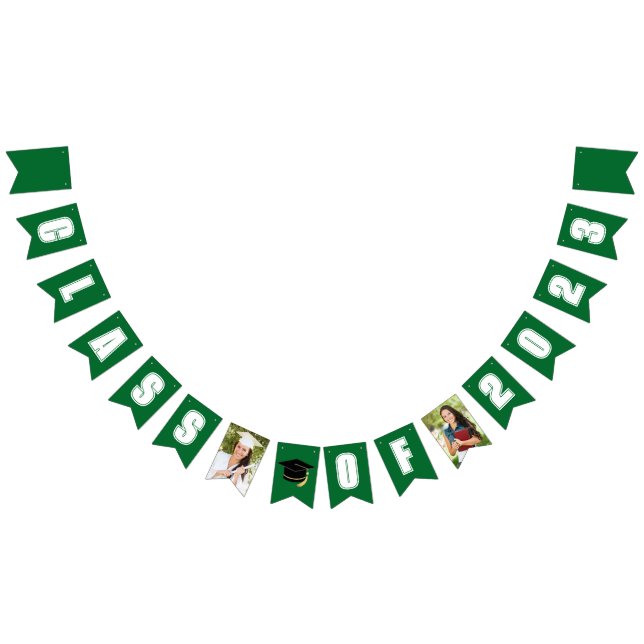 Green Class of 2023 Graduate Photo Graduation Bunting Flags (All)