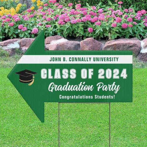 Green Class of 2024 Graduation Party Arrow Yard Sign