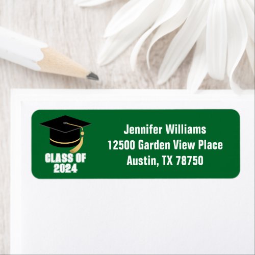 Green Class of 2024 Graduation Return Address Label