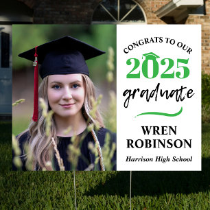 Green Class of 2025 Double Sided Graduation Photo Sign