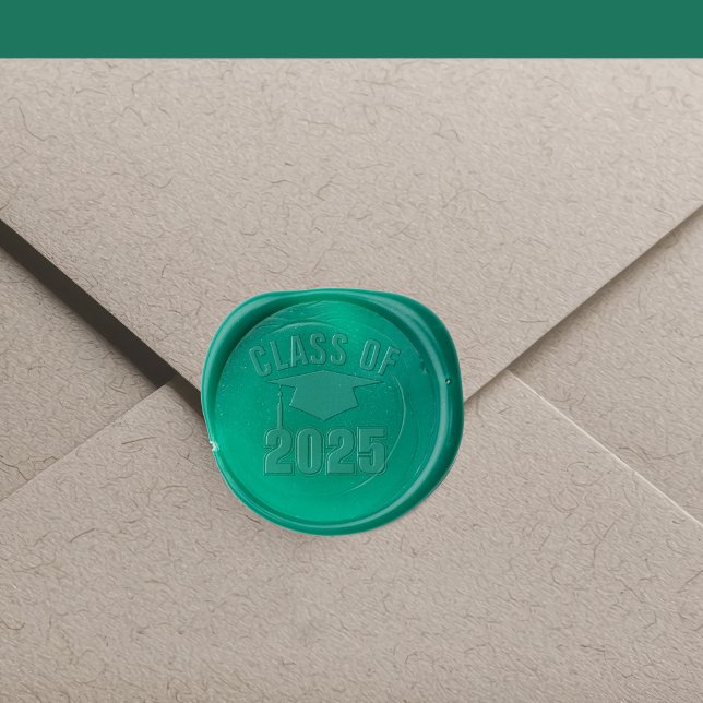 Green Class of 2025 Graduation Party Wax Seal Sticker (Creator Uploaded)