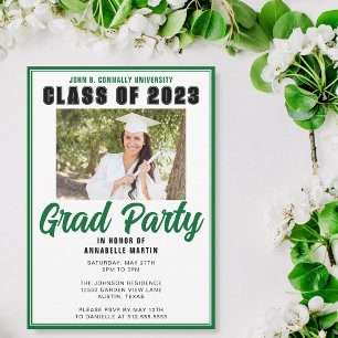 Green Class of 2025 Photo Modern Graduation Party Invitation