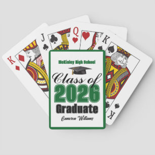 Green Class of 2026 Custom Graduation Party Poker Cards