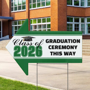 Green Class of 2026 Graduation Arrow Yard Sign
