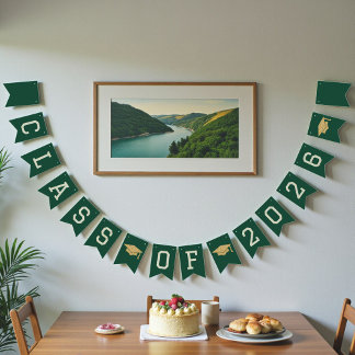 Green Class Of 2026 Graduation Party Bunting Flags