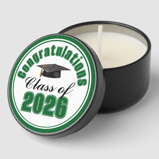 Green Class of 2026 Graduation Party Mini Candle Favors (Corner)