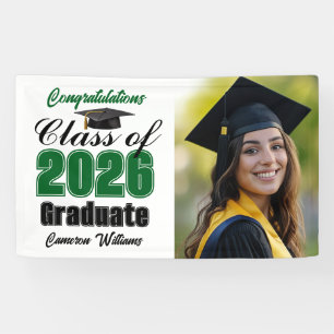 Green Class of 2026 Graduation Party Photo Banner