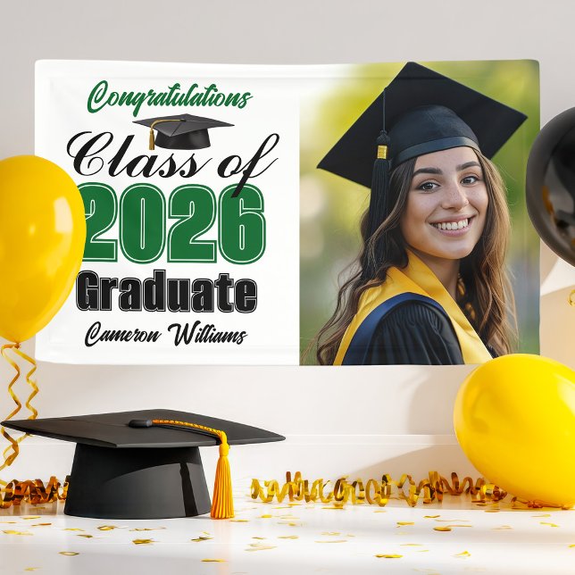 Green Class of 2026 Graduation Party Photo Banner (Creator Uploaded)