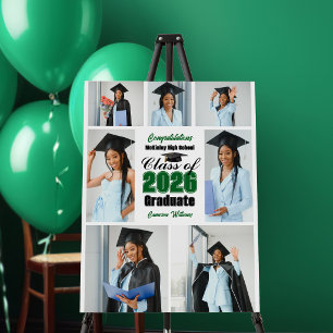 Green Class of 2026 Graduation Party Photo Collage Foam Board