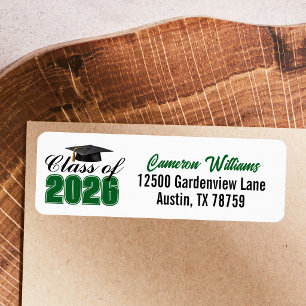 Green Class of 2026 Graduation Return Address Label
