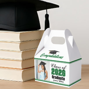 Green Class of 2026 Photo Graduation Party Favor Boxes