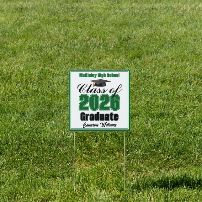 Green Class of 2026 Small Graduation Yard Sign (Insitu)