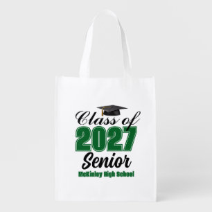 Green Class of 2027 Senior Custom High School Grocery Bag