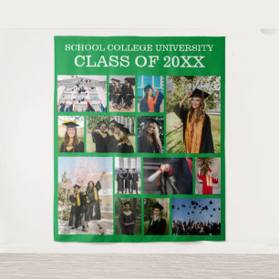 Green Class Photo Collage Tapestry