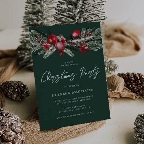 Green Classic Christmas Corporate Christmas Party Invitation