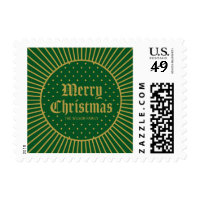 Green Classic Decorative Geometric Merry Christmas Postage