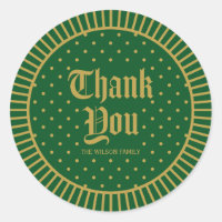 Green Classic Decorative Geometric Thank You Classic Round Sticker