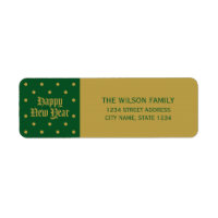 Green Classic Decorative Happy New Year Address Label