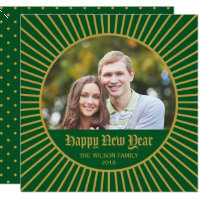 Green Classic Decorative Happy New Year Photo Card
