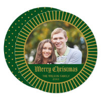 Green Classic Decorative Merry Christmas Photo Card