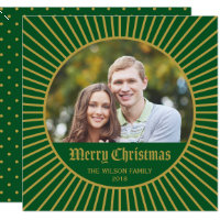Green Classic Decorative Merry Christmas Photo Card