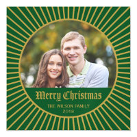 Green Classic Decorative Merry Christmas Photo Magnetic Card