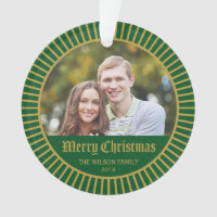 Green Classic Decorative Merry Christmas Photo Ornament