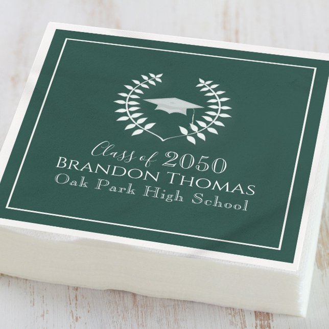 Green Classic Graduation Party Custom Napkins (Creator Uploaded)