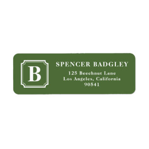 Green Classic Monogram Logo Personalized Label