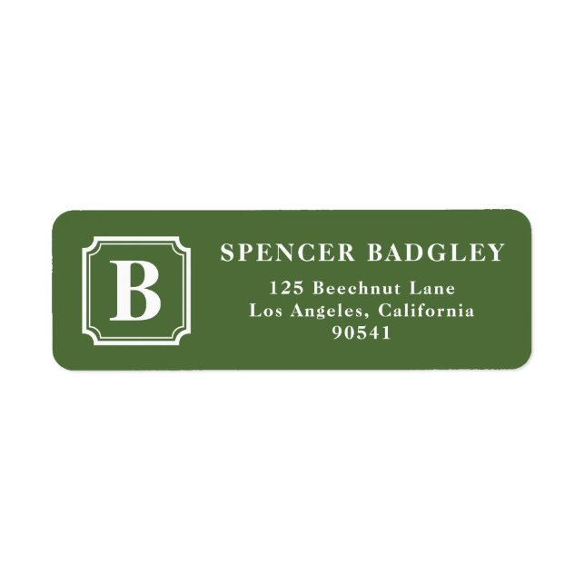 Green Classic Monogram Logo Personalized Label (Front)