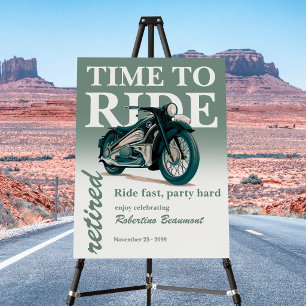 Green Classic Motorbike Ride Fast Retirement Party Foam Board