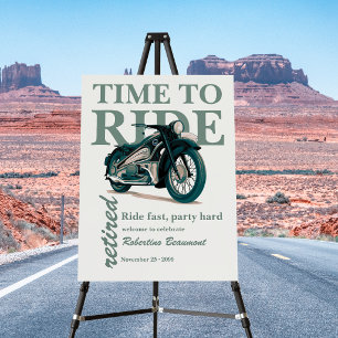 Green Classic Motorbike Ride Fast Retirement Party Foam Board