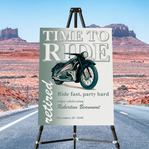 Green Classic Motorbike Time to Ride Retirement Foam Board