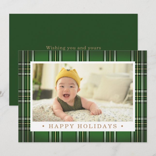 Green Classic Plaid | Holiday Photo Card (Front/Back)