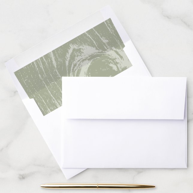Green Classic Rustic Woodgrain Chic Spring Wedding Envelope Liner (Desk)