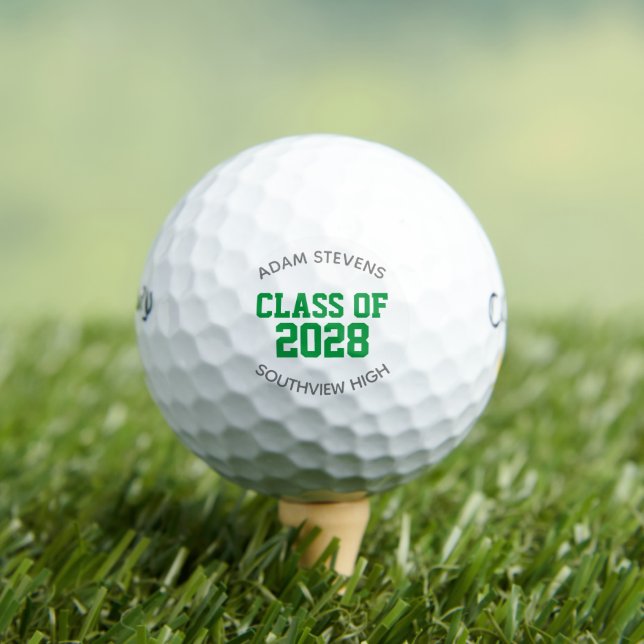 Green Classic Varsity Graduate Class Gift  Golf Balls (Insitu Tee)