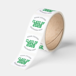 Green Classic Varsity Graduate Class Gift Square Sticker