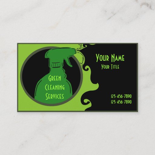 Customizable Green Clean artistic cleaning business cards