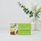 Green Clean House Home Cleaning Cleaners Business Business Card (Standing Front)