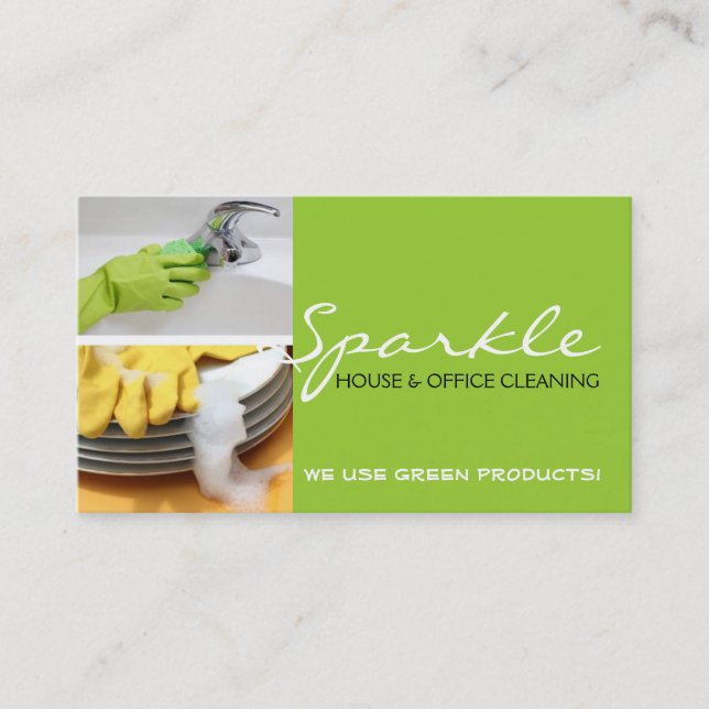 Green Clean House Home Cleaning Cleaners Business Business Card (Front)