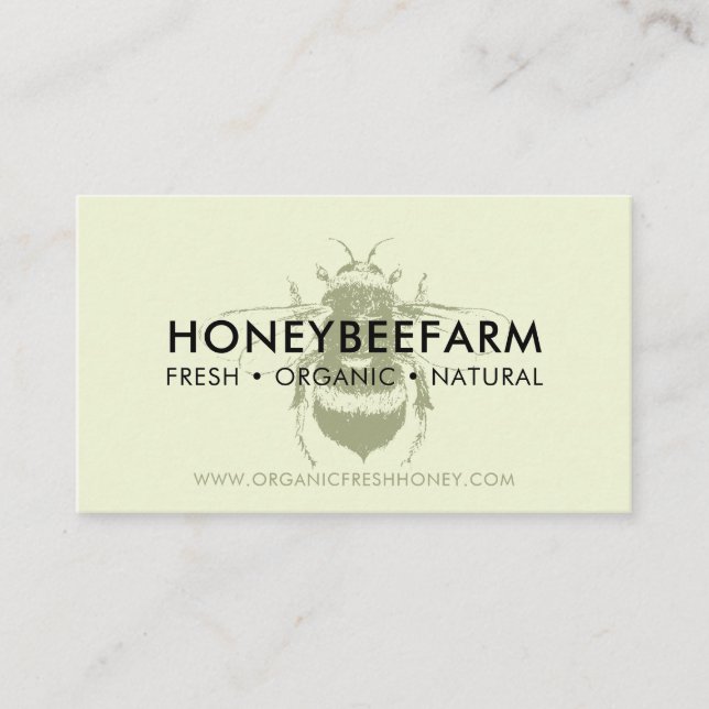 Green Clean simple Bumble Bee Apiary Honey Business Card (Front)