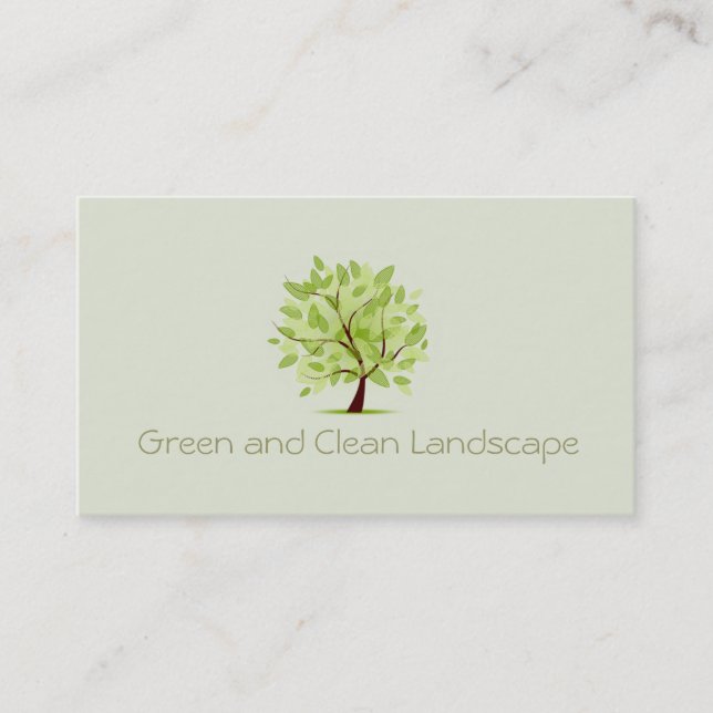 Green Clean Tree Landscaping Gardening Business Card (Front)