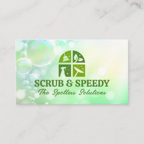 Green Cleaning Icons  Soap Sud Bubbles Business Card
