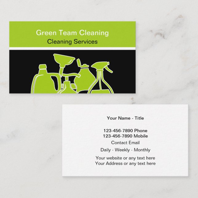 Green Cleaning Modern Unique Business Cards (Front/Back)