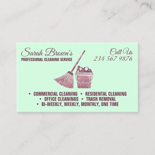 Green Cleaning Service Maid Janitorial sparkling Business Card