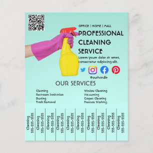 Green Cleaning Services Flyer with Tear-Off Tabs 