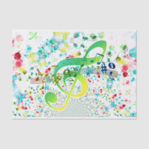 Green Clef And Musical Notes Tissue Paper
