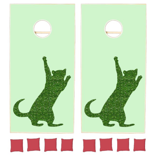 Green Climbing Kitty Cat Cornhole Set (Set)